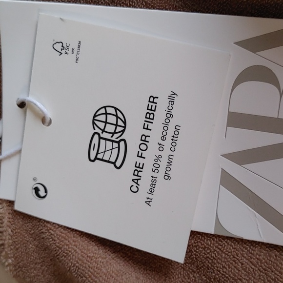 NWT Women's Zara Tan Cotton Blend Crop Top Large - Picture 12 of 12